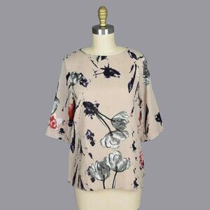 ZANZEA FLORAL ABSTRACT PRINT HALF SLEEVE TOP